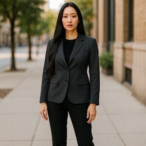 Gap Womens Black Blazer Coat Single Breasted Long Sleeves Pockets size 12